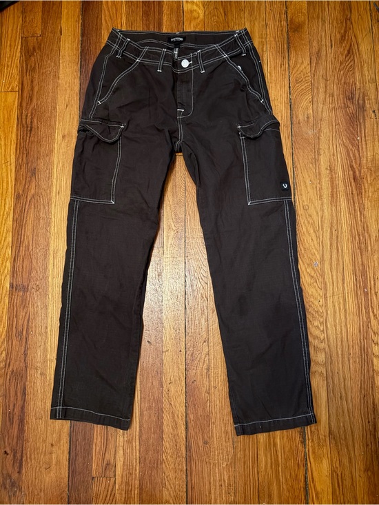 True Religion Other - True Religion Black Cargo Pants with White Contrast Stitching